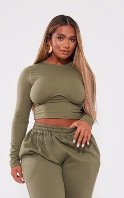 Shape Khaki Underbust Long Sleeve Top