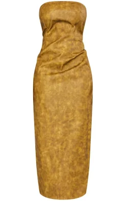Shape Khaki Washed Effect Faux Leather Maxi Dress