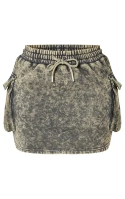Shape Khaki Washed Sweat Mini Skirt