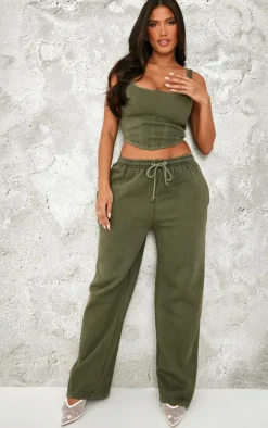 Shape Khaki Washed Wide Leg Sweatpants