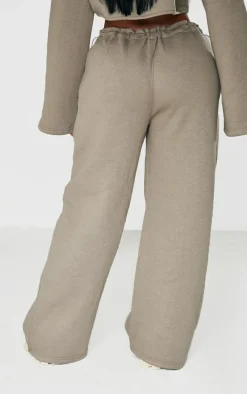 Shape Khaki Wide Leg Toggle Waist Detail Sweatpants