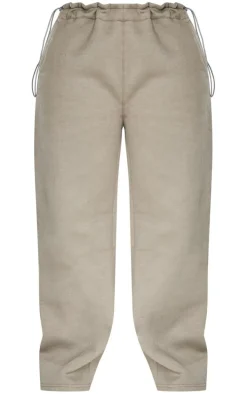 Shape Khaki Wide Leg Toggle Waist Detail Sweatpants