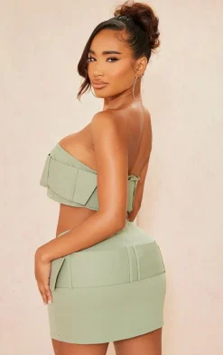 Shape Khaki Woven Belted Bandeau