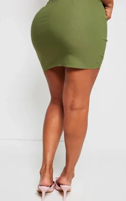 Shape Khaki Woven Mini Skirt