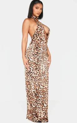 Shape Leopard Halter Neck Maxi Dress