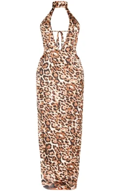 Shape Leopard Halter Neck Maxi Dress