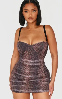 Shape Leopard Print Corset Ruched Mini Dress