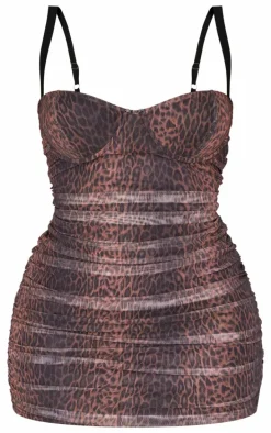 Shape Leopard Print Corset Ruched Mini Dress