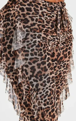 Shape Leopard Print Frill Flared Strappy Waist Pants