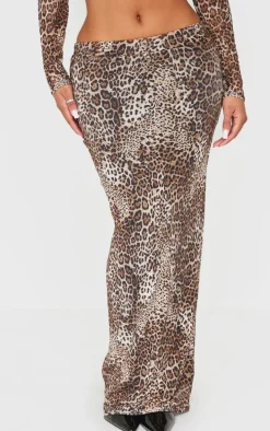 Shape Leopard Print Low Rise Maxi Skirt