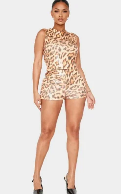 Shape Leopard Print Sequin Mini Shorts
