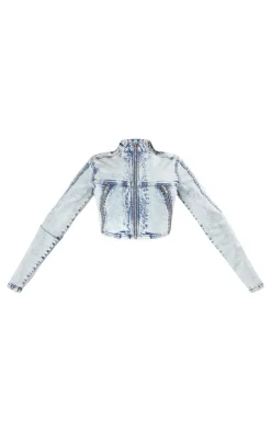 Shape Light Blue Denim Cropped Fitted Jacket