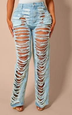 Shape Light Blue Denim Fray Detail Jeans