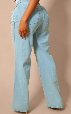 Shape Light Blue Denim Fray Detail Jeans