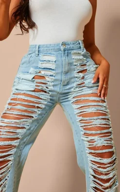 Shape Light Blue Denim Fray Detail Jeans