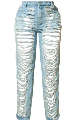 Shape Light Blue Denim Fray Detail Jeans