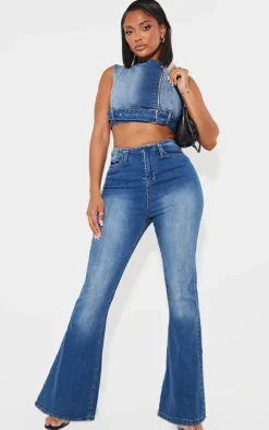 Shape Light Blue Denim Low Rise Flare Jeans