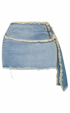 Shape Light Blue Oversized Belt Denim Skirt