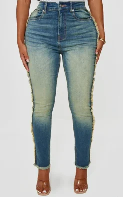 Shape Light Blue Stretch Denim Fray Detail Skinny Jeans