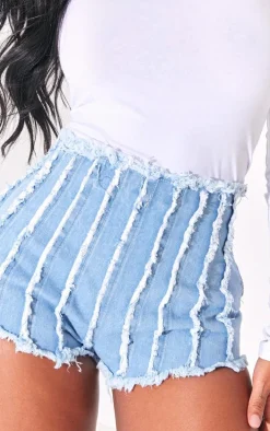 Shape Light Blue Wash Denim Seam Detail Shorts