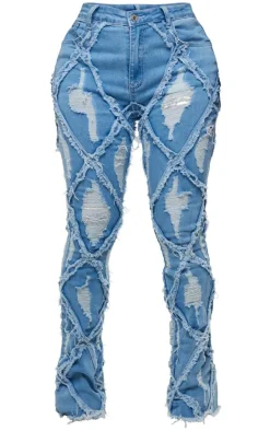 Shape Light Blue Wash Denim Seam Detail Flare Jeans