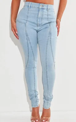 Shape Light Blue Wash Panel Detail Skinny Jeans