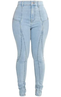 Shape Light Blue Wash Panel Detail Skinny Jeans