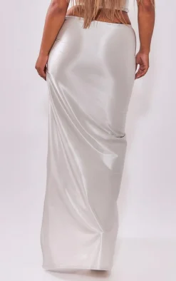 Shape Light Grey High Shine High Split Midaxi Skirt