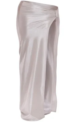 Shape Light Grey High Shine High Split Midaxi Skirt