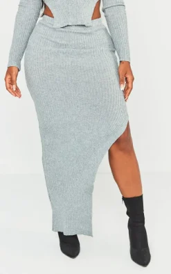 Shape Light Grey Knit Split Side Midaxi Skirt