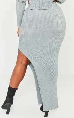 Shape Light Grey Knit Split Side Midaxi Skirt