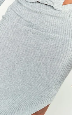 Shape Light Grey Knit Split Side Midaxi Skirt