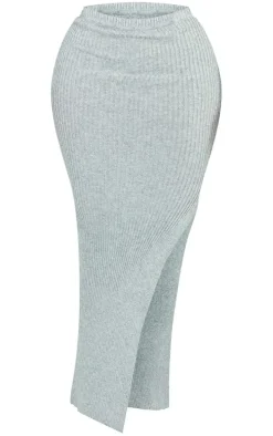 Shape Light Grey Knit Split Side Midaxi Skirt