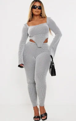 Shape Light Grey Ribbed High Waisted Leggings