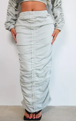 Shape Light Grey Ruched Front Sweat Maxi Skirt