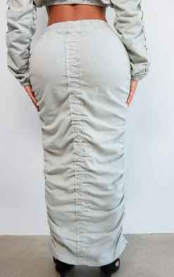 Shape Light Grey Ruched Front Sweat Maxi Skirt
