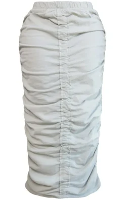 Shape Light Grey Ruched Front Sweat Maxi Skirt