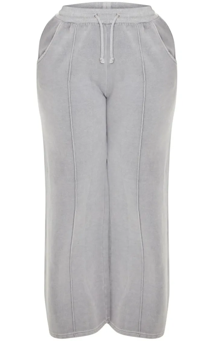 Shape Light Grey Sweat Seam Detail Wide Leg Sweatpants