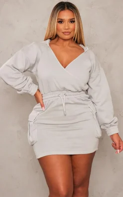 Shape Light Grey Washed Oversized Hoodie Sweat Dress