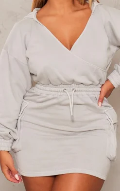 Shape Light Grey Washed Oversized Hoodie Sweat Dress