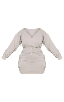 Shape Light Grey Washed Oversized Hoodie Sweat Dress