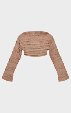 Shape Light Mocha Off Shoulder Knitted Sweater