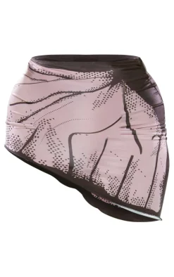 Shape Light Pink Printed Slinky Asymmetric Mini Skirt