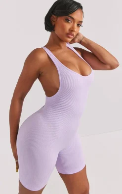 Shape Lilac Snatched Ribbed Scoop Neck Unitard