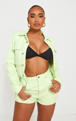 Shape Lime Denim Pocket Detail Cropped Jacket