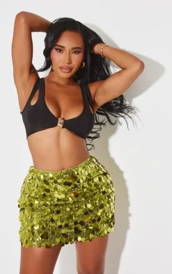 Shape Lime Disc Sequin Mini Skirt