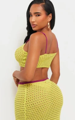 Shape Lime Knit Contrast Strappy Crop Top