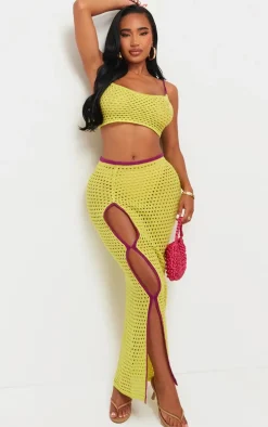 Shape Lime Knit Contrast Strappy Crop Top