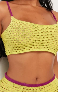 Shape Lime Knit Contrast Strappy Crop Top