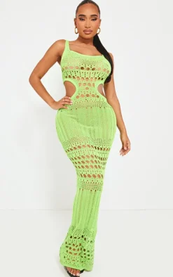Shape Lime Knit Cut Out Maxi Dress